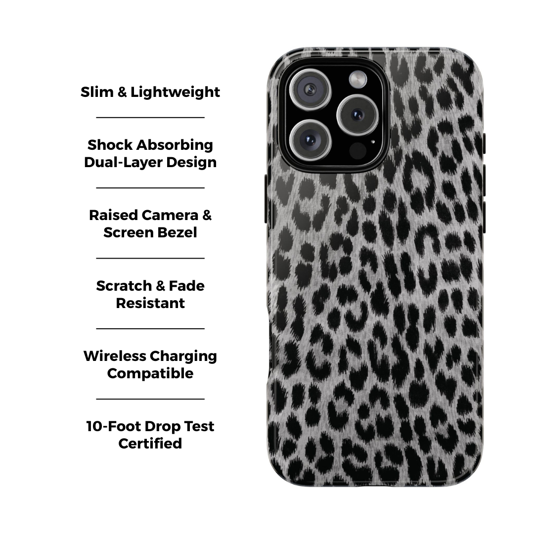 Funda para iPhone con estampado de leopardo gris | Trendsetter