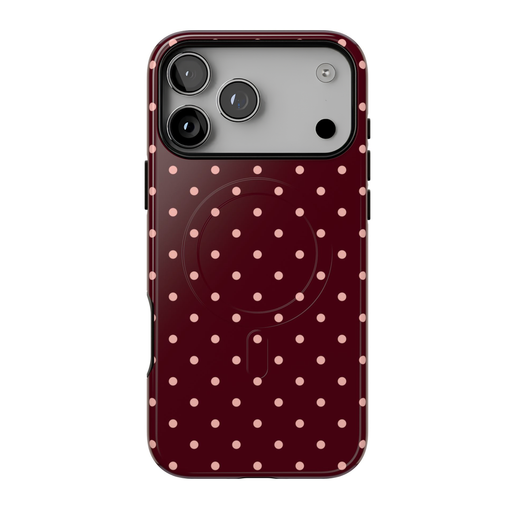 Pretty Please | Burgundy Polka Dot MagSafe Case