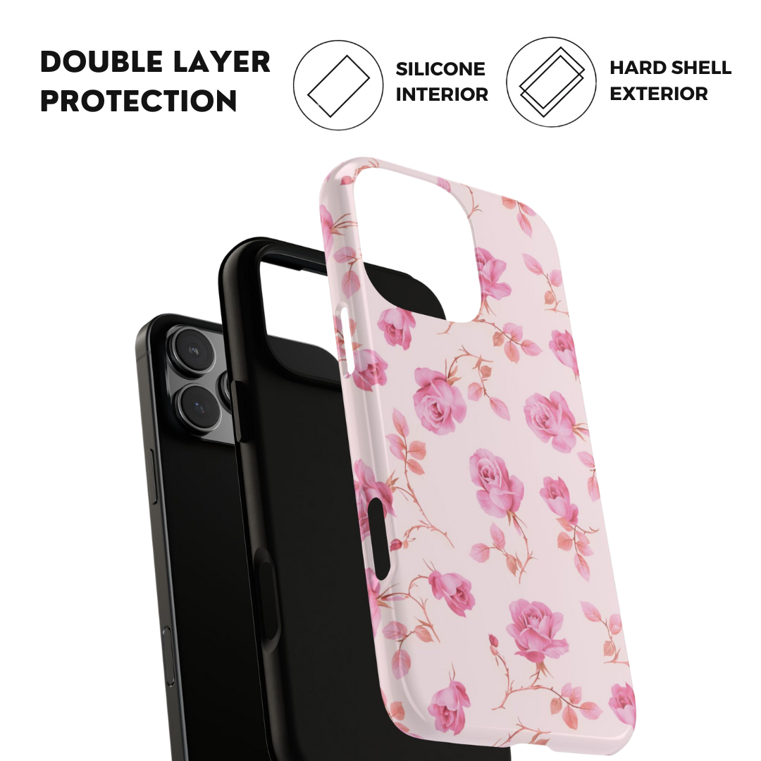 Coque iPhone à motif floral rose | Coquette