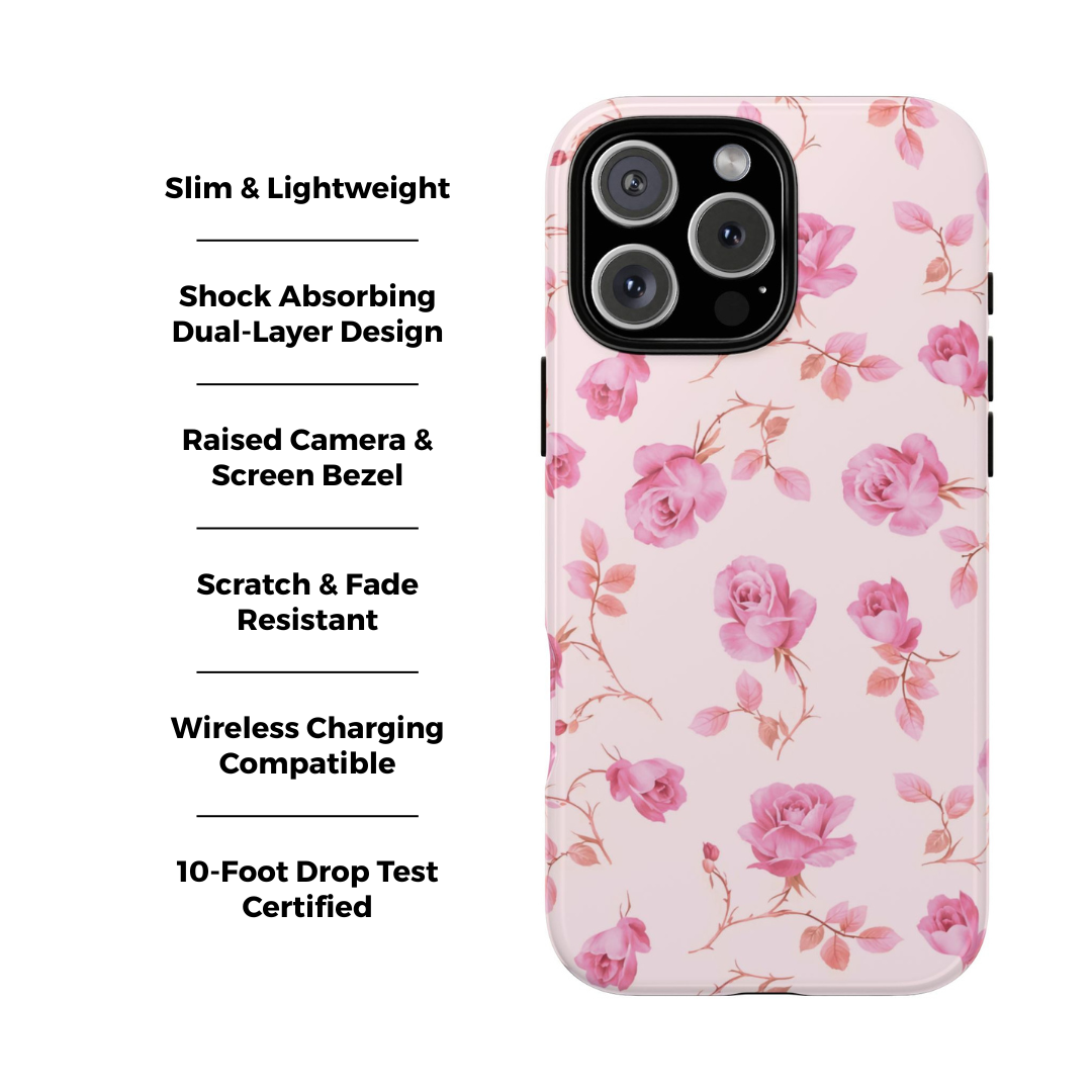 Coque iPhone à motif floral rose | Coquette