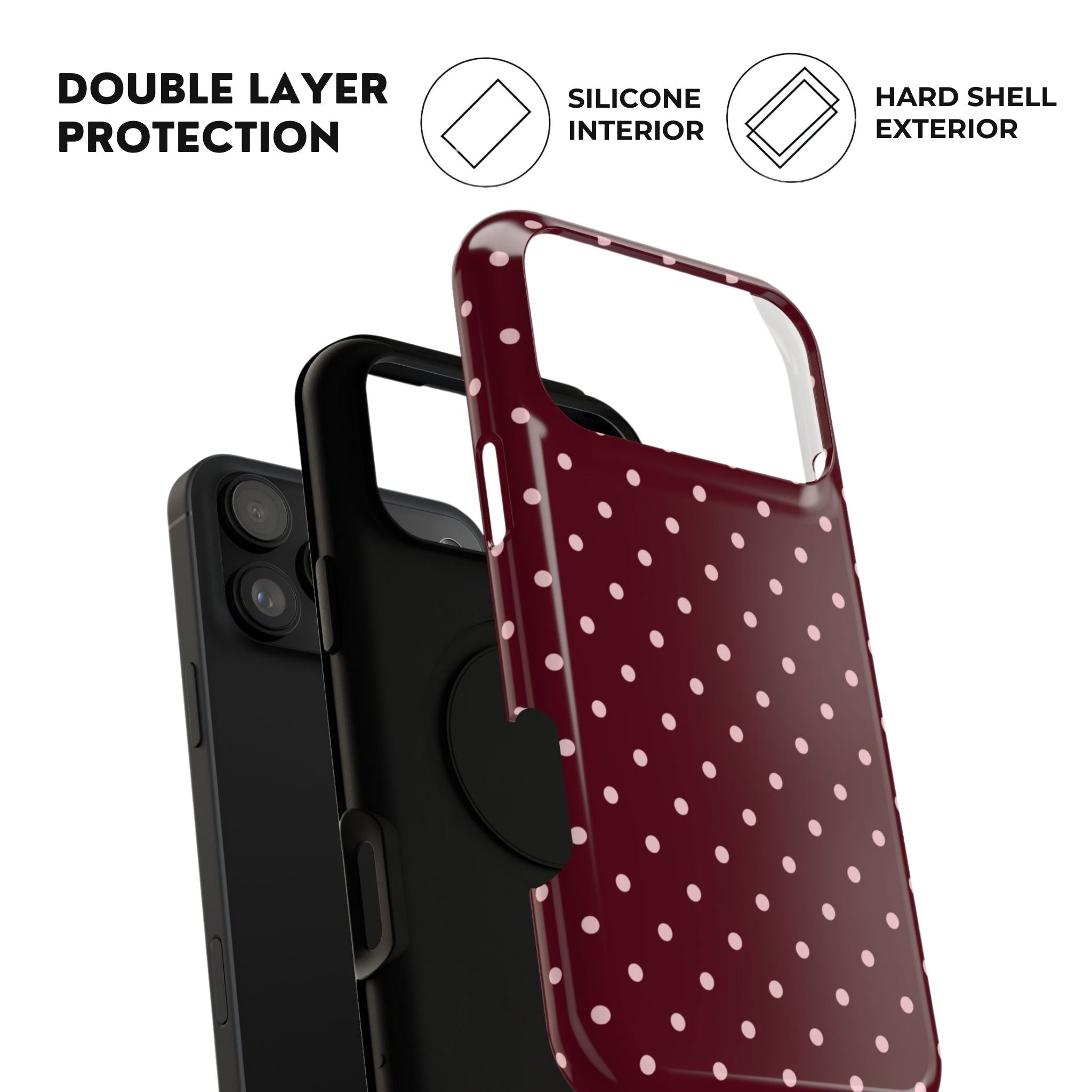 S'il vous plaît | Coque iPhone à pois bordeaux