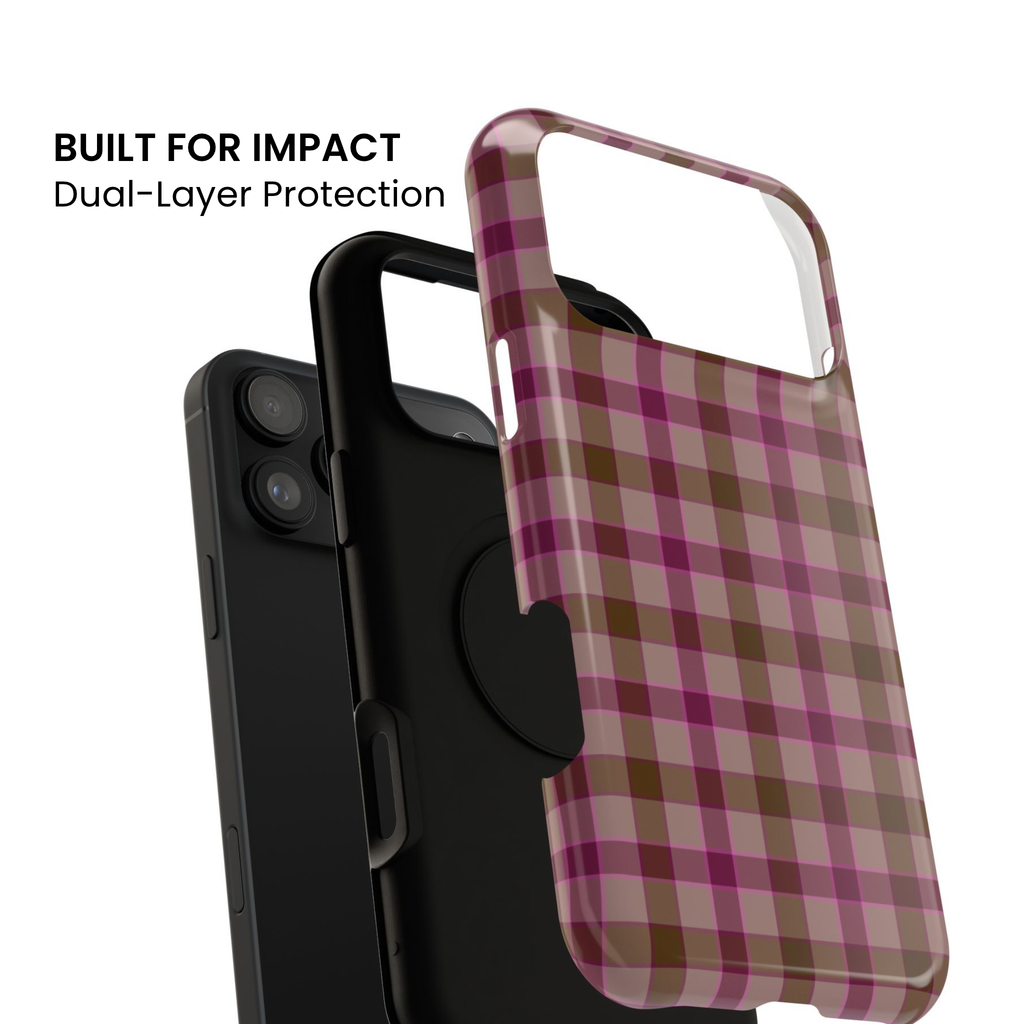 Mulberry Plaid | Pink & Brown Plaid iPhone Case