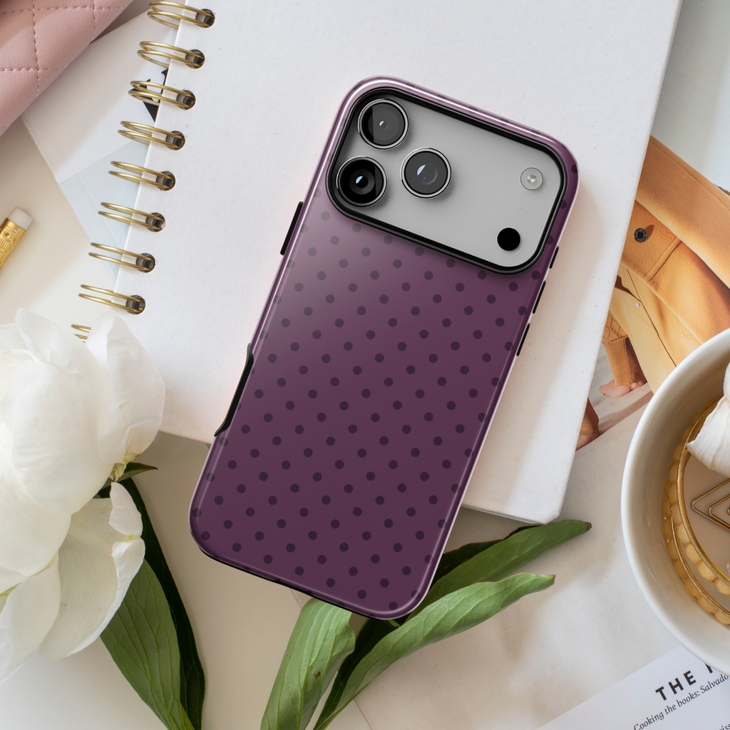 Plum Mood | Polka Dot iPhone Case
