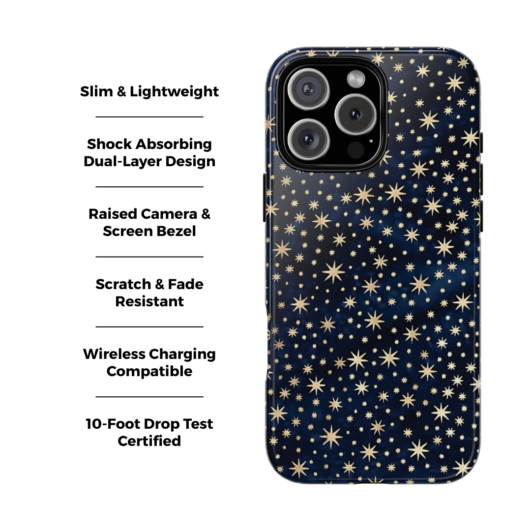 Coque rigide pour iPhone à motif ciel nocturne | ciel étoilé bleu