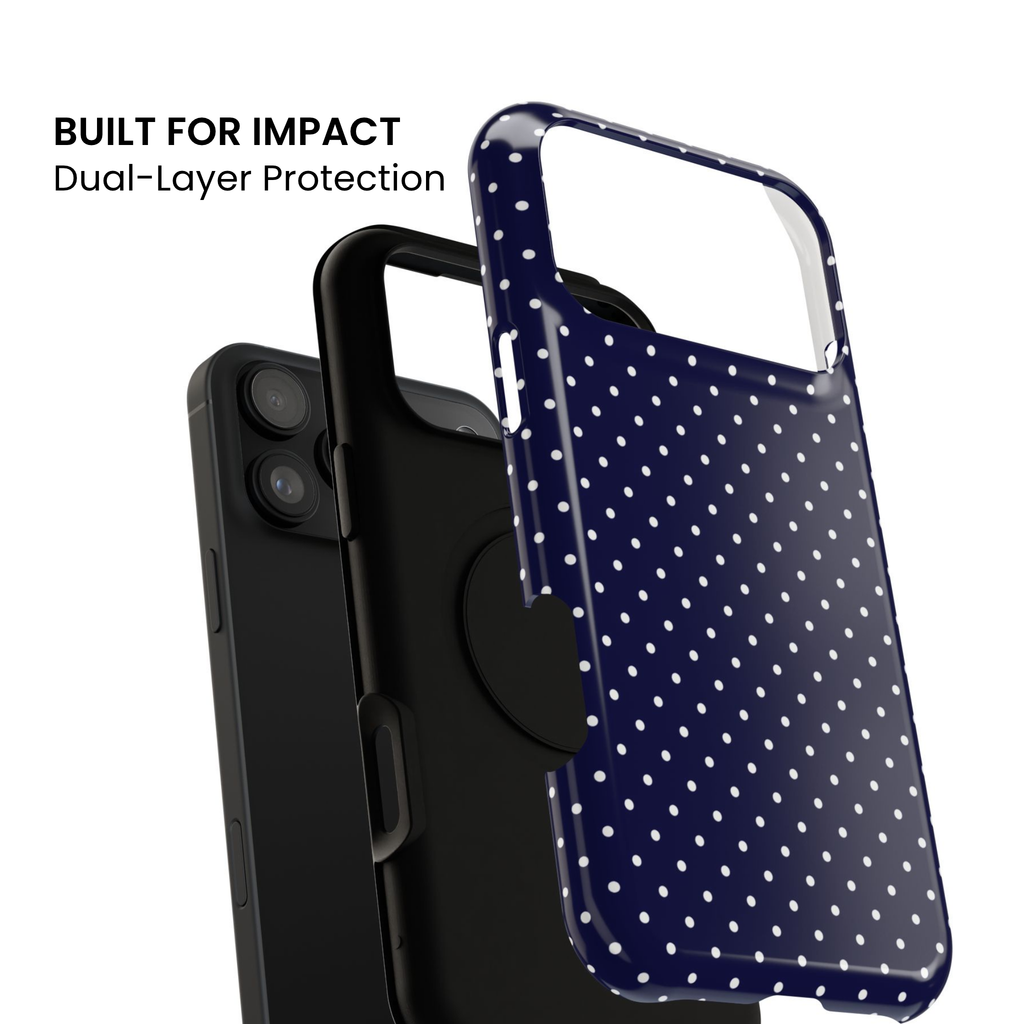 Dotty Chic | Navy Polka Dot iPhone Case