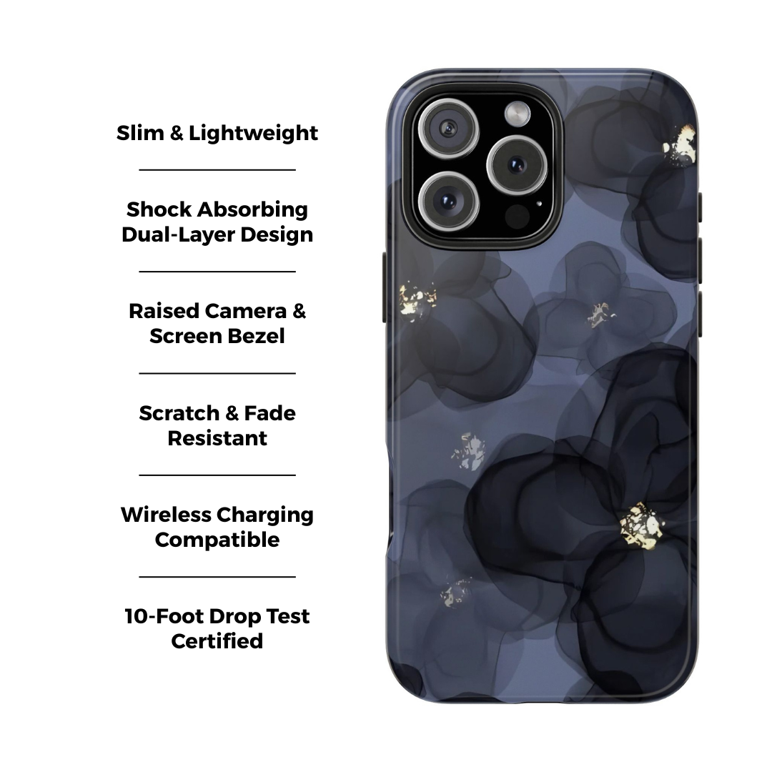 Doble exposición | Funda para iPhone con diseño floral azul