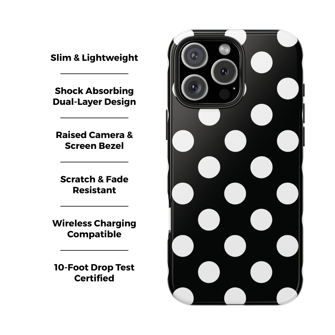 Polka Dots Black & White iPhone Case