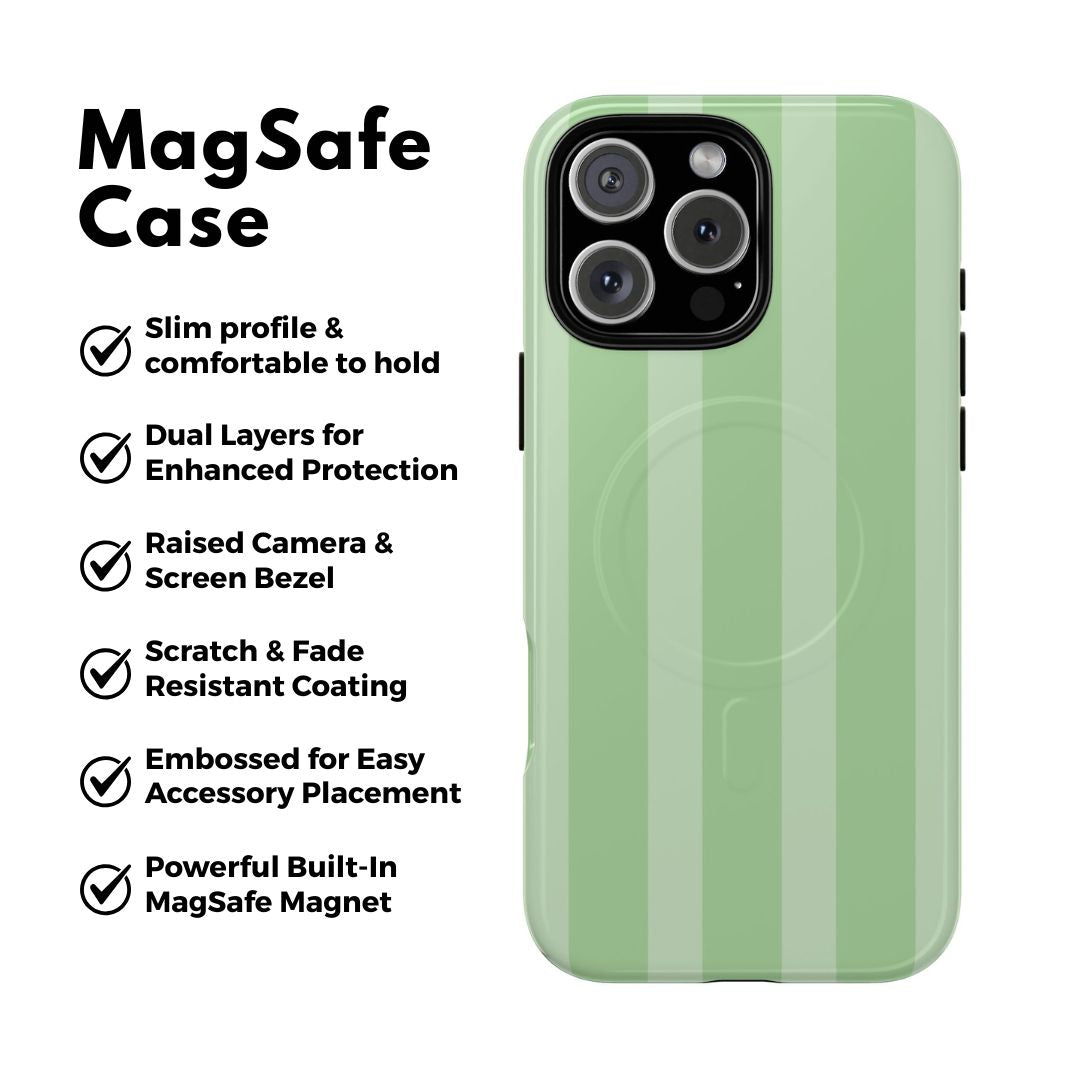 Pistachio Green Striped MagSafe Case
