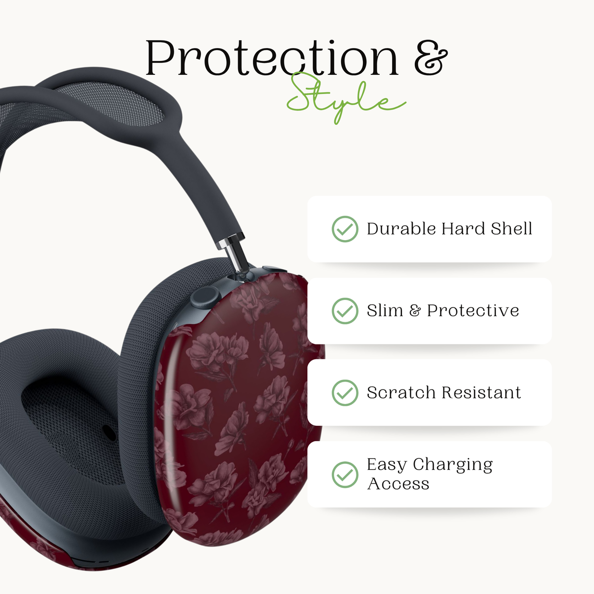 Femme Fatale | Burgundy Floral AirPods Max Case