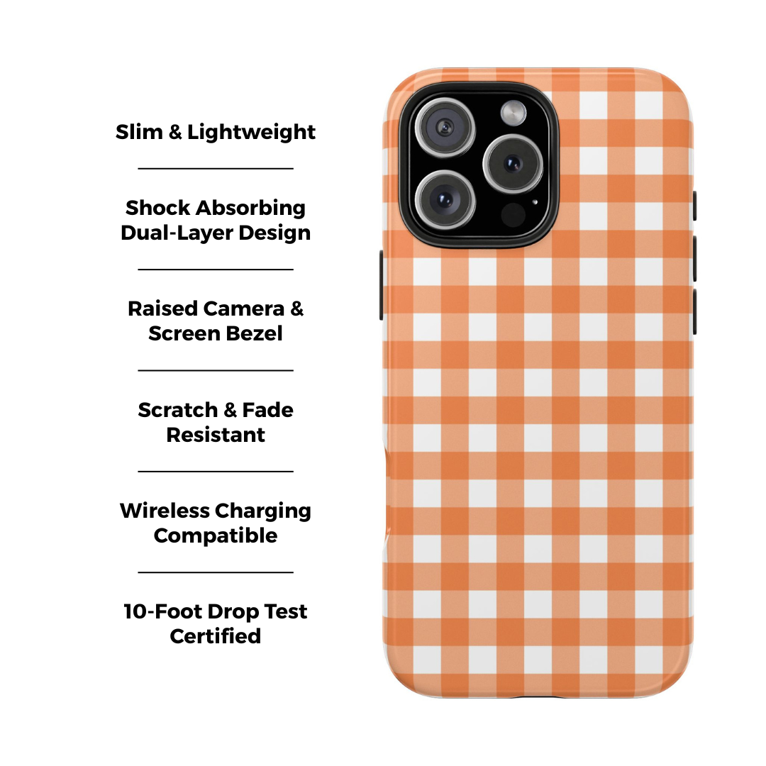 Orange Plaid Gingham Check iPhone Case