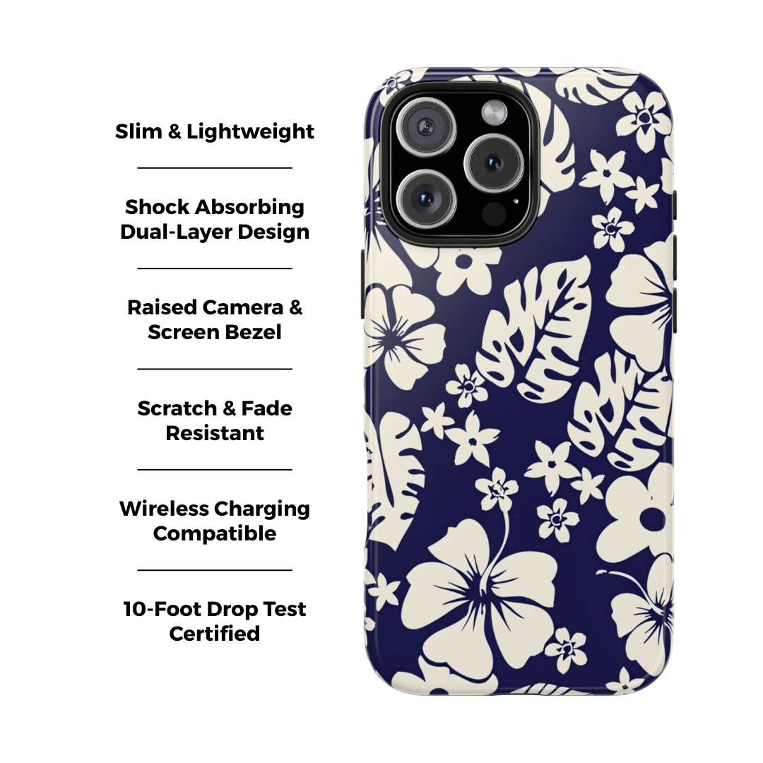Tiki Beach Blue Floral iPhone Case
