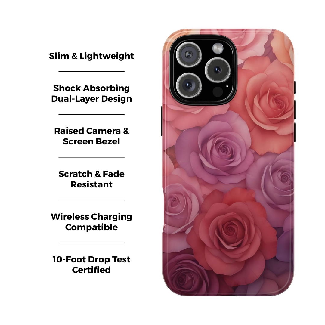 Roses Gradient Floral iPhone Case