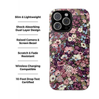 Coque iPhone à motif de prunes sucrées | Fleurs violettes