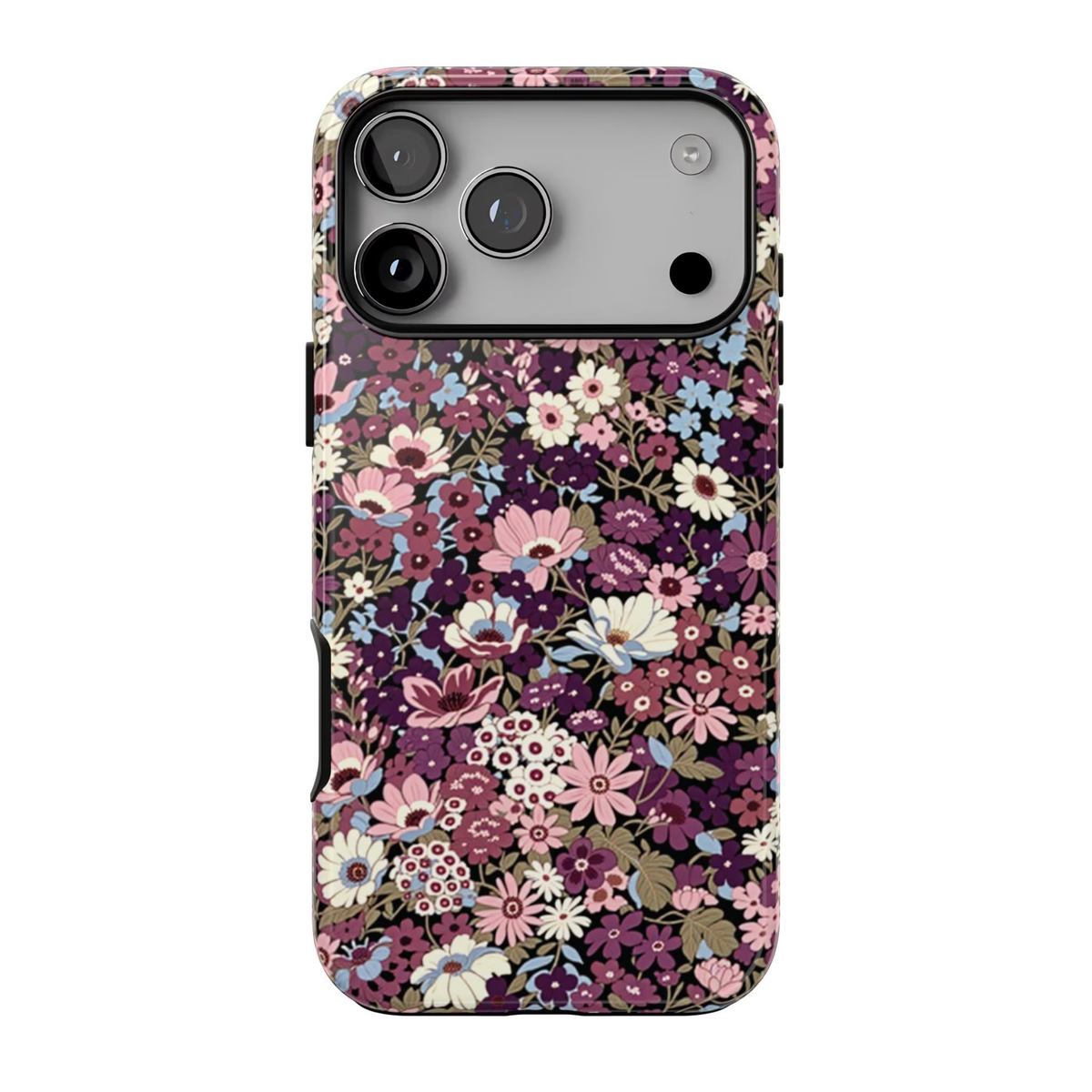 Funda para iPhone con diseño floral morado y ciruela azucarada