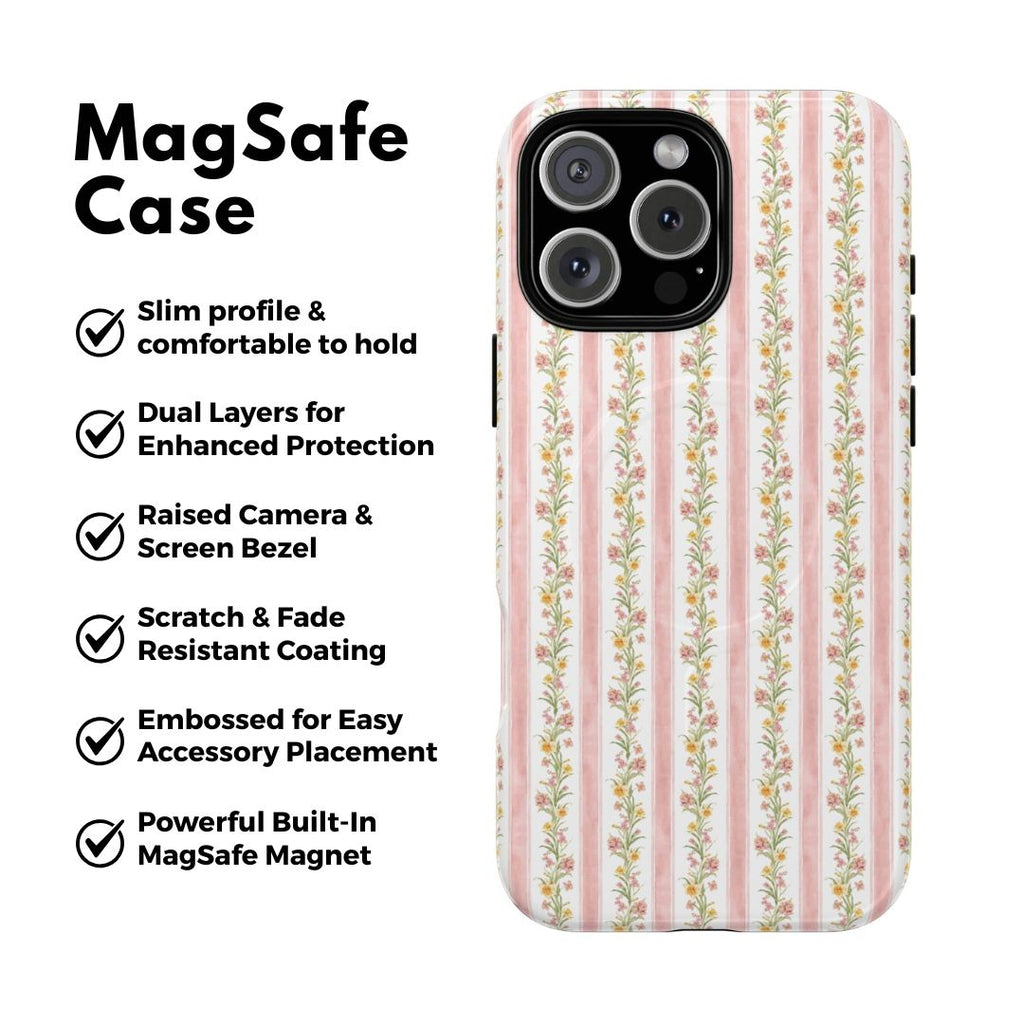 Delightful Floral Stripe MagSafe Case