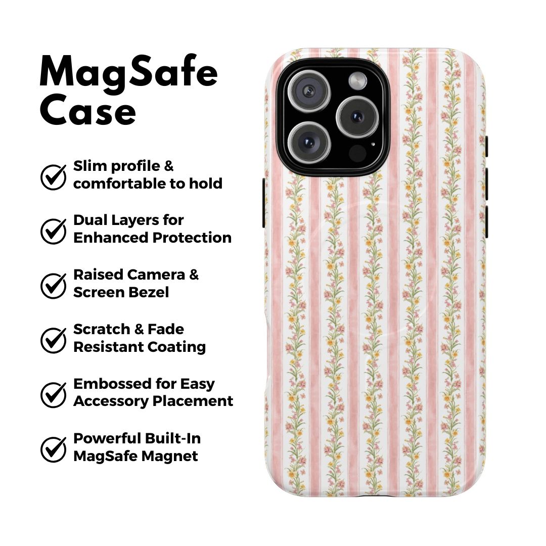 Delightful Floral Stripe MagSafe Case