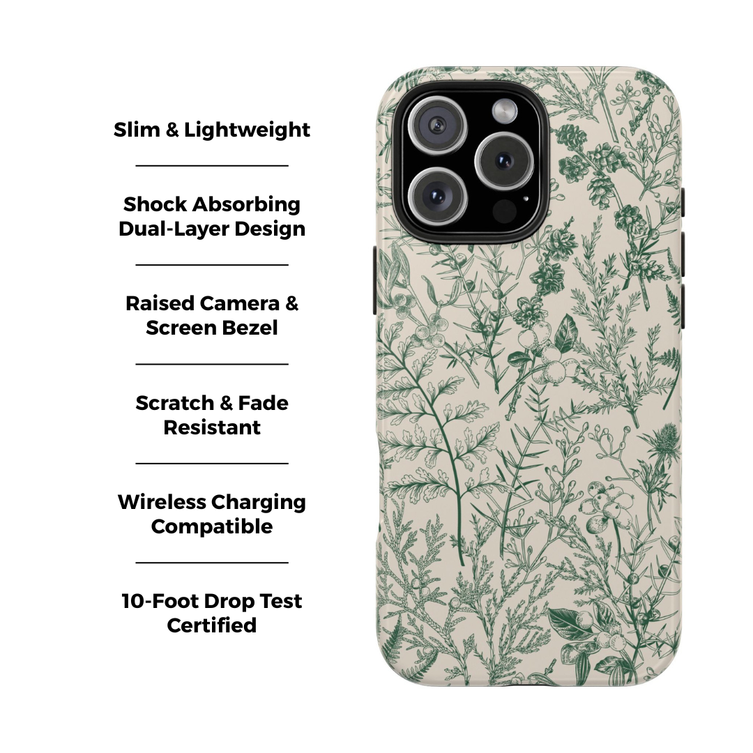 Sage Botanical Floral iPhone Case