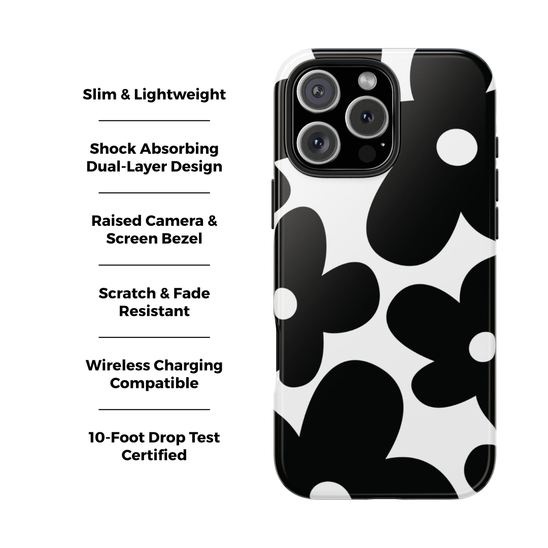 Y2K Daisy Black Flower iPhone Case