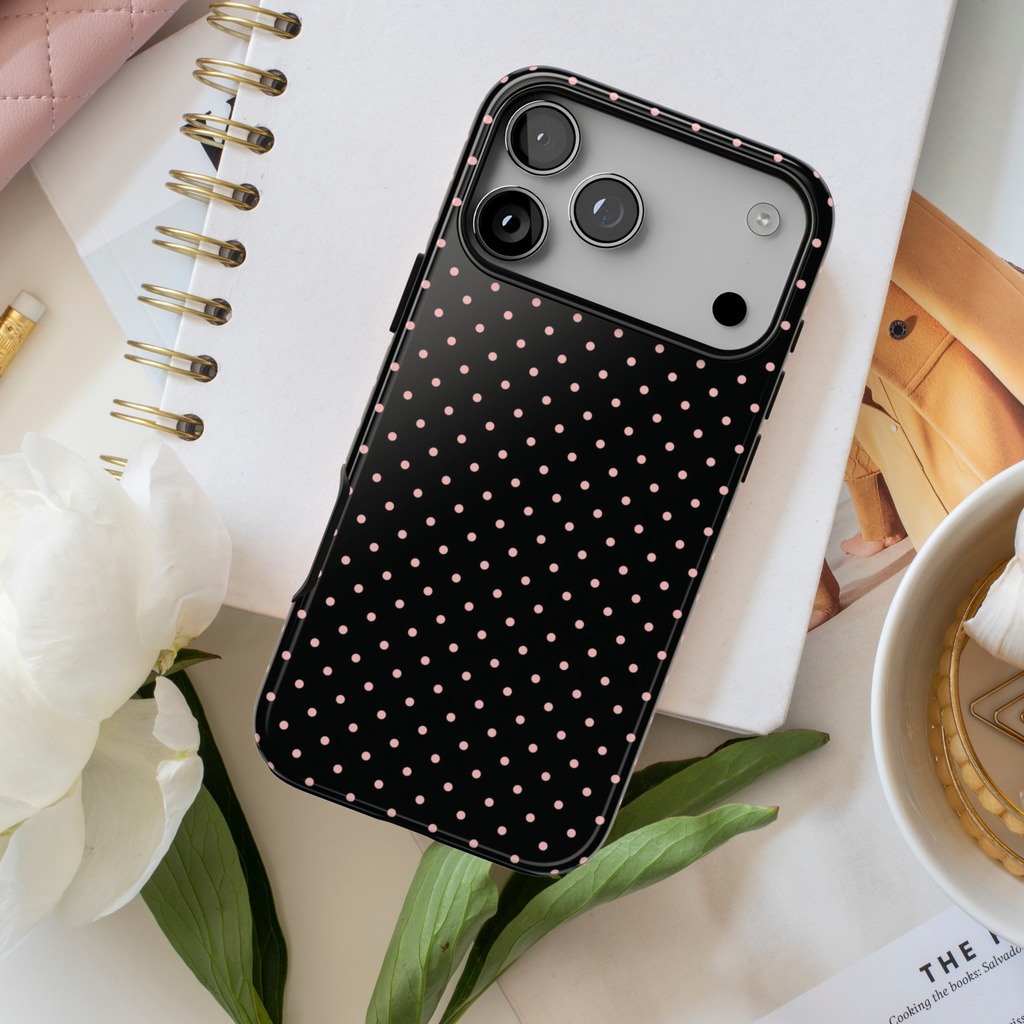 Polka Flirt | Pink & Black Polka Dot iPhone Case