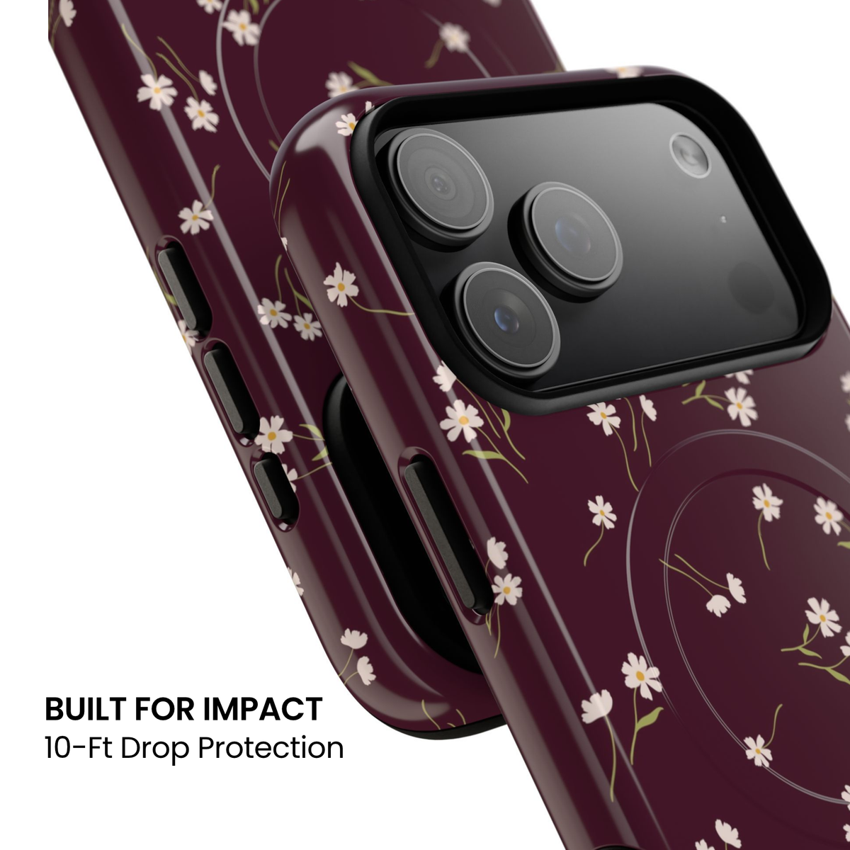 Dainty Daisy | Burgundy Floral MagSafe Case