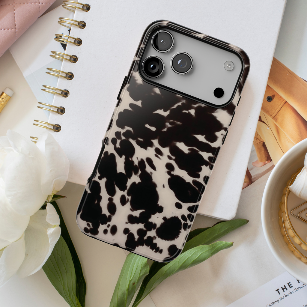 Spotted Cutie | Black & Cream Cow Print iPhone Case