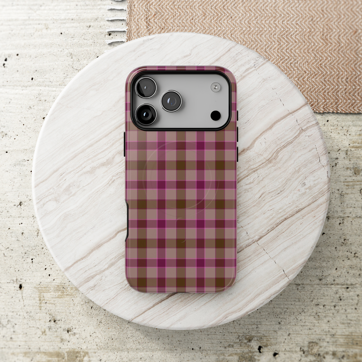 Mulberry Plaid | Pink & Brown Plaid MagSafe Case
