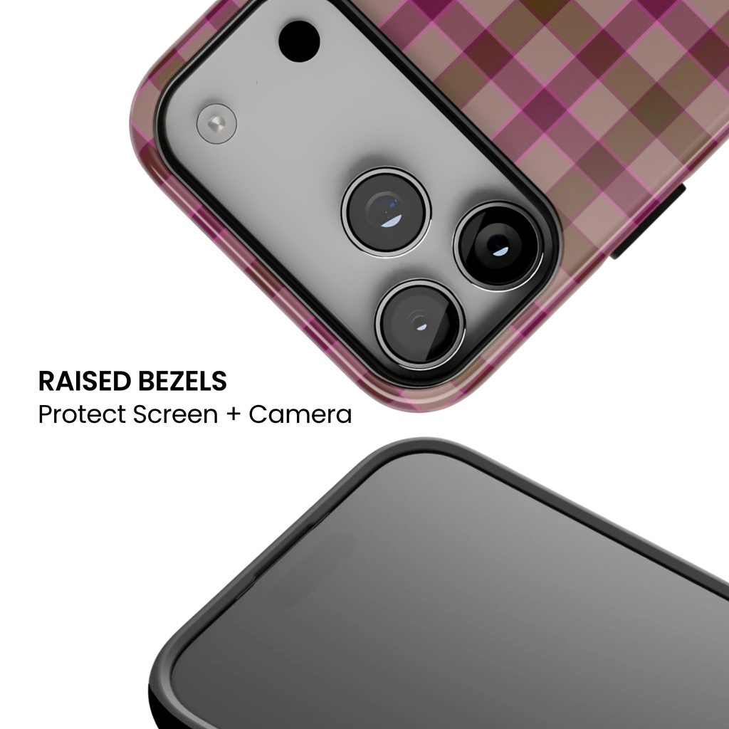 Mulberry Plaid | Pink & Brown Plaid iPhone Case