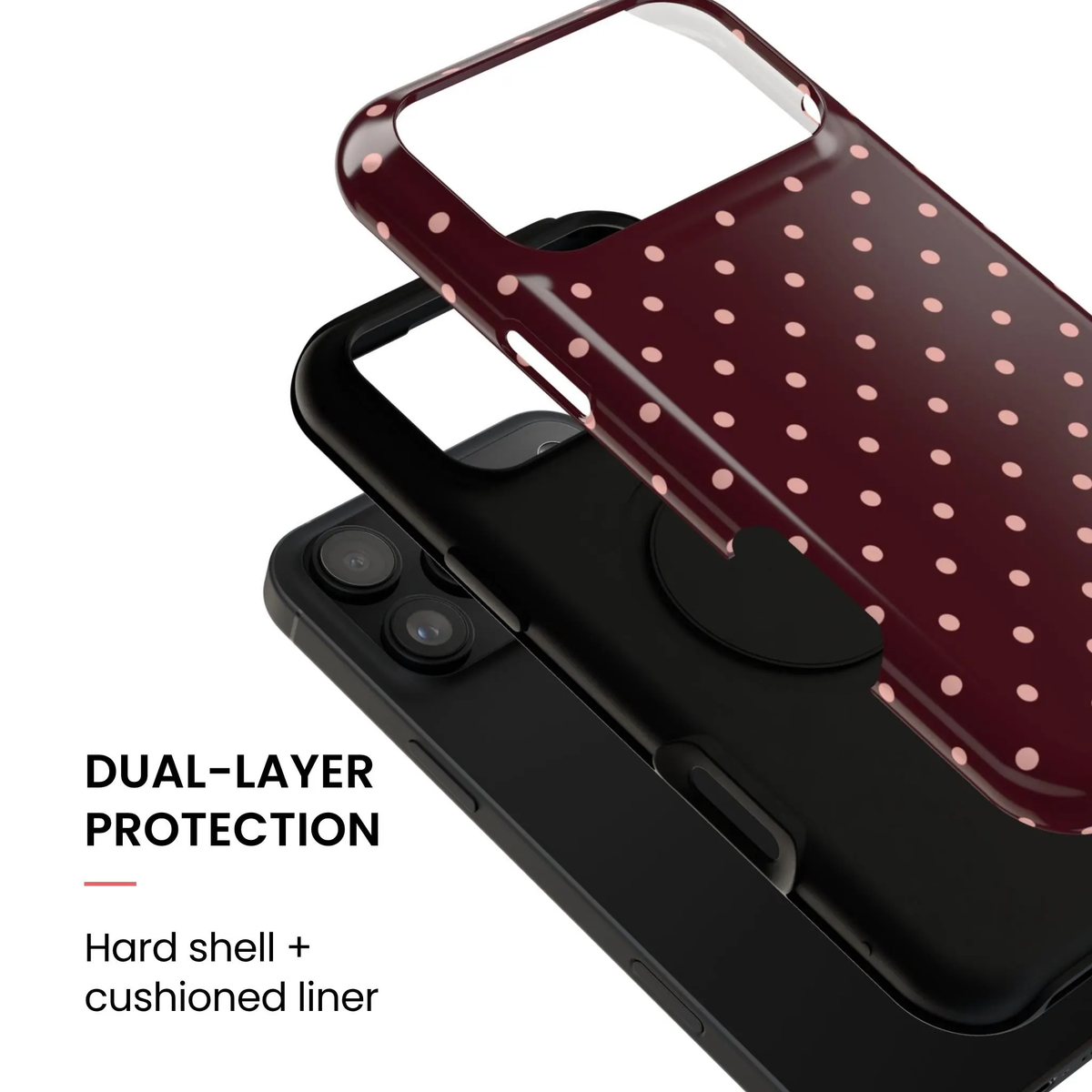 Pretty Please | Funda para iPhone con lunares burdeos