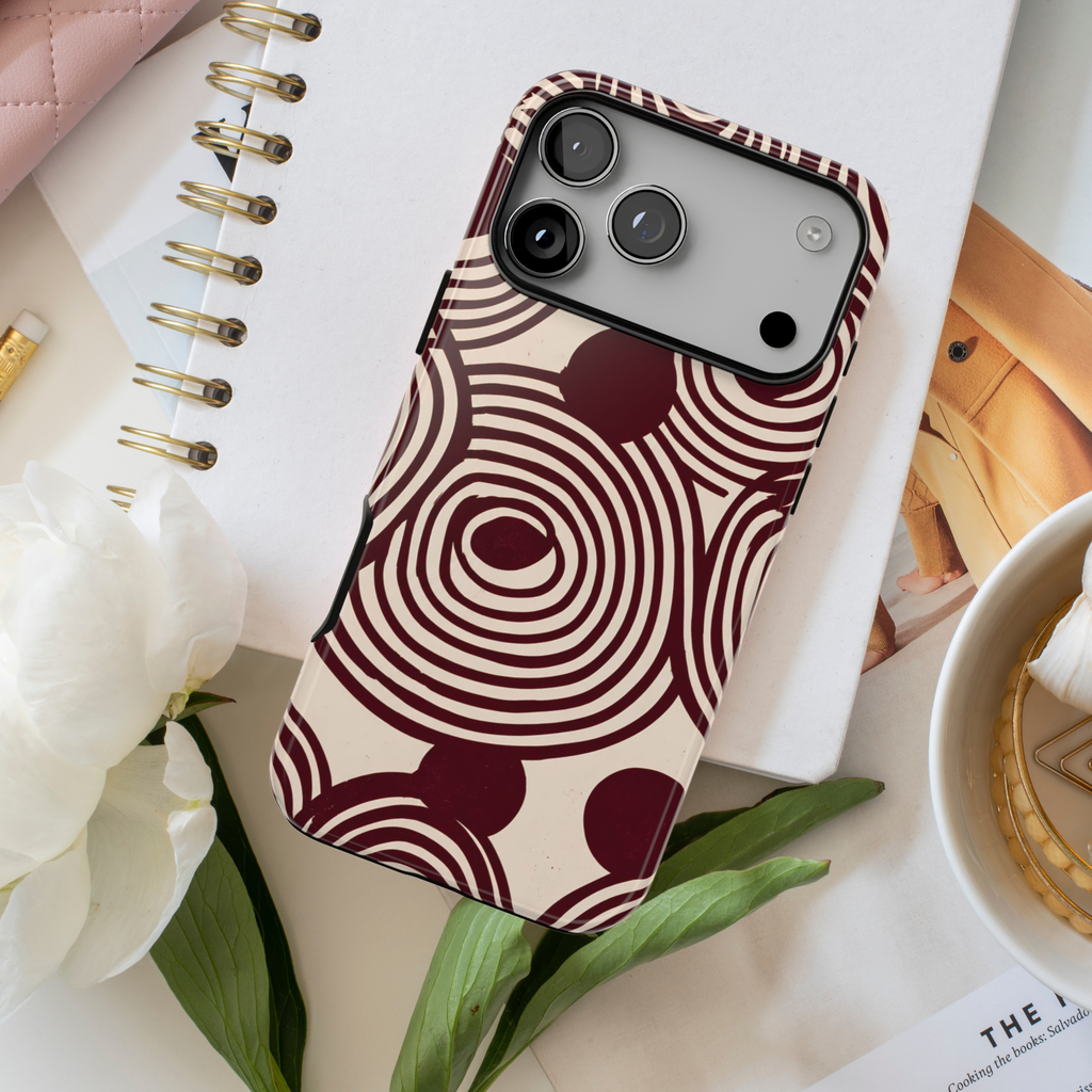 Retrograde | Burgundy Retro Abstract MagSafe Case