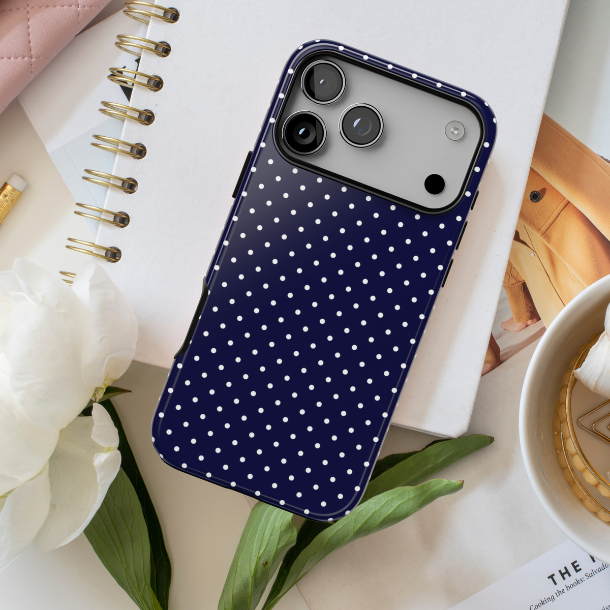 Dotty Chic | Navy Polka Dot iPhone Case