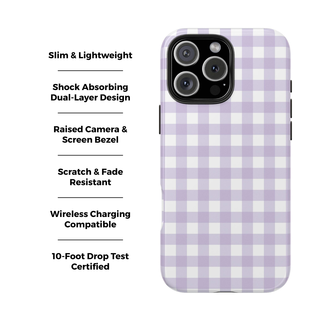 Purple Plaid Gingham Check iPhone Case