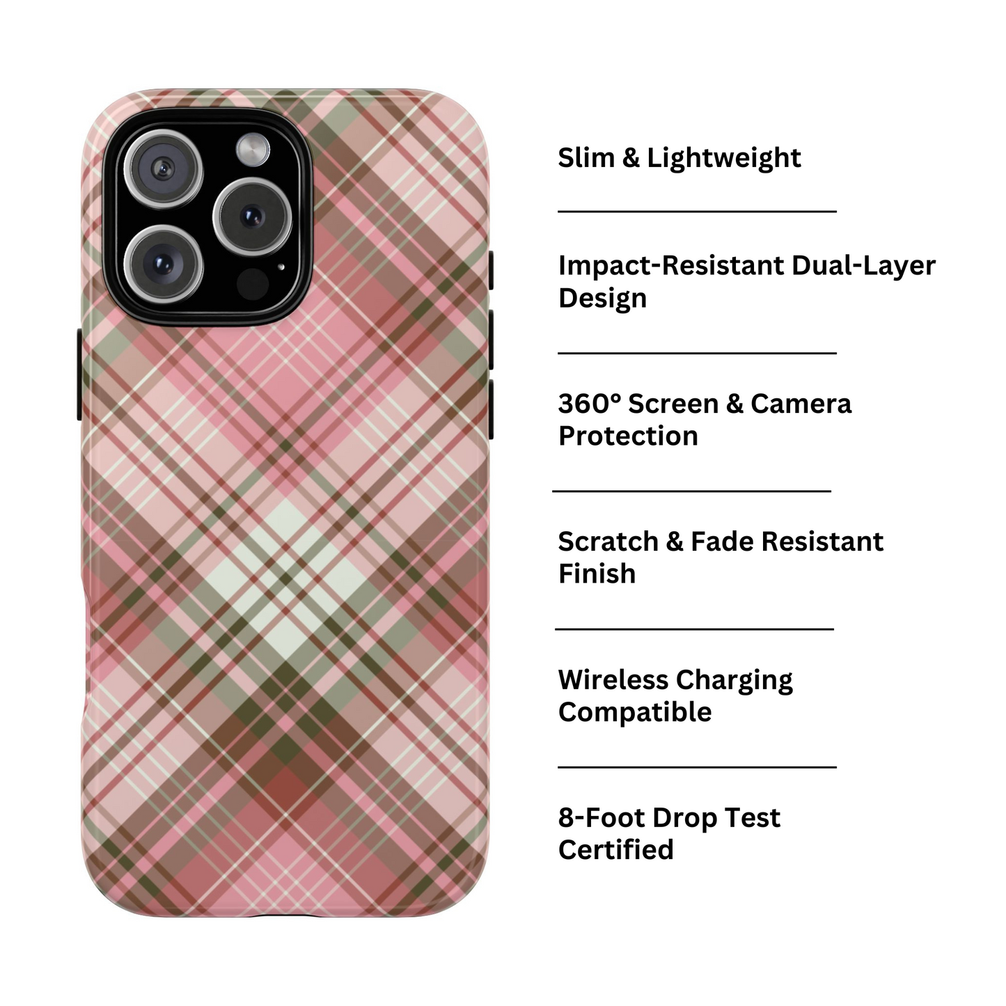 Posh | Preppy Pink Plaid iPhone Case