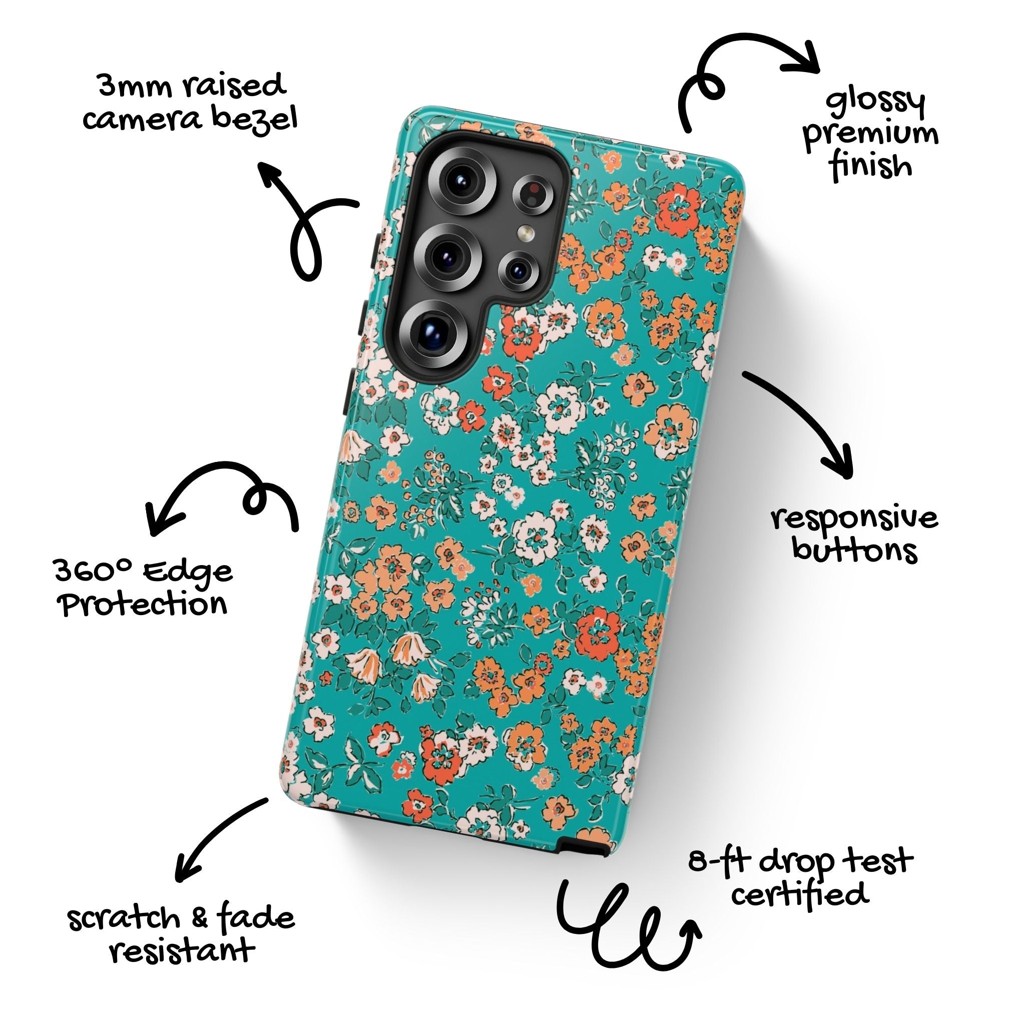 Teal Garden Floral Galaxy Case