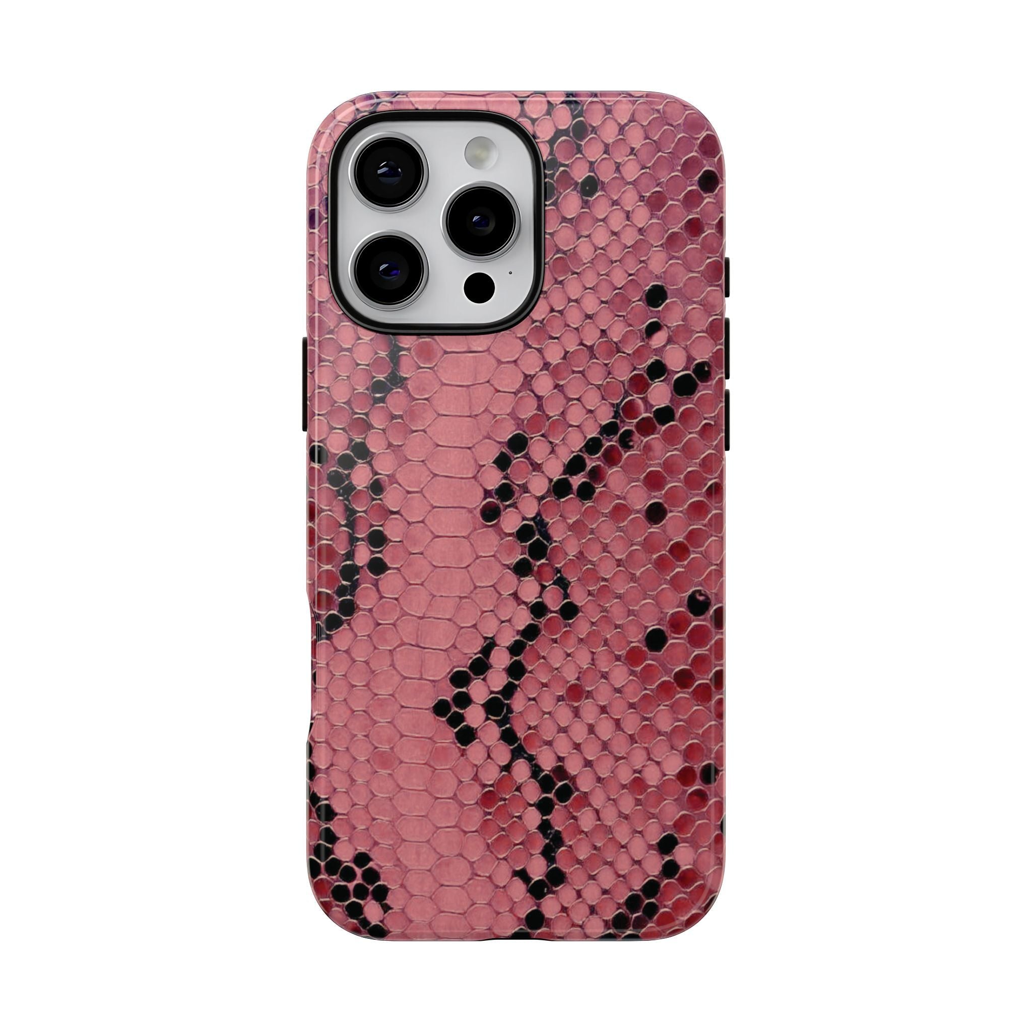 Funda para iPhone con estampado de serpiente y pitón rosa