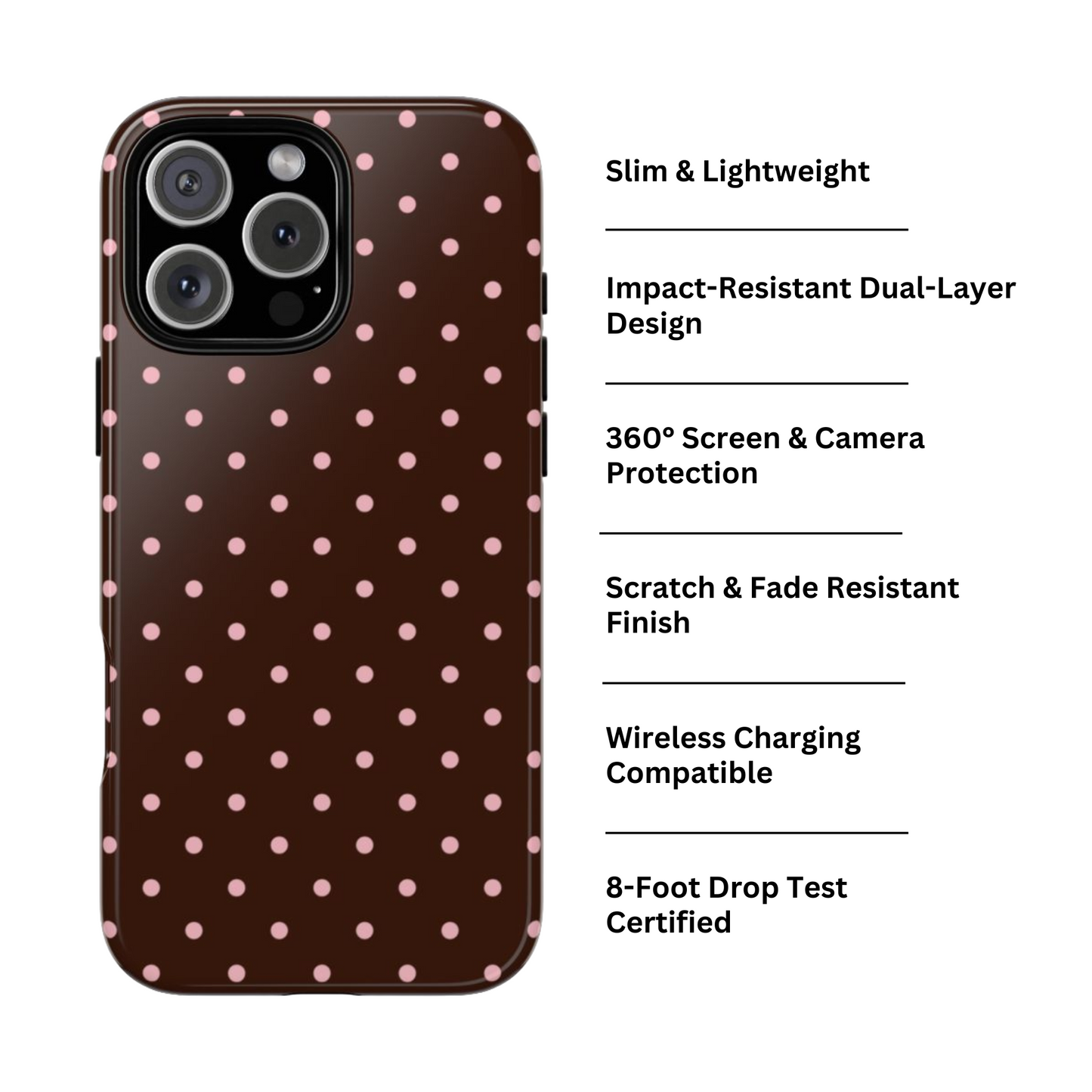 Pretty in Pink | Brown Polka Dot iPhone Case