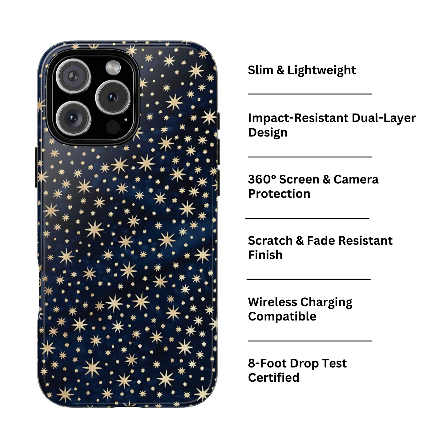 Estuche resistente para iPhone con cielo nocturno y estrellas azules