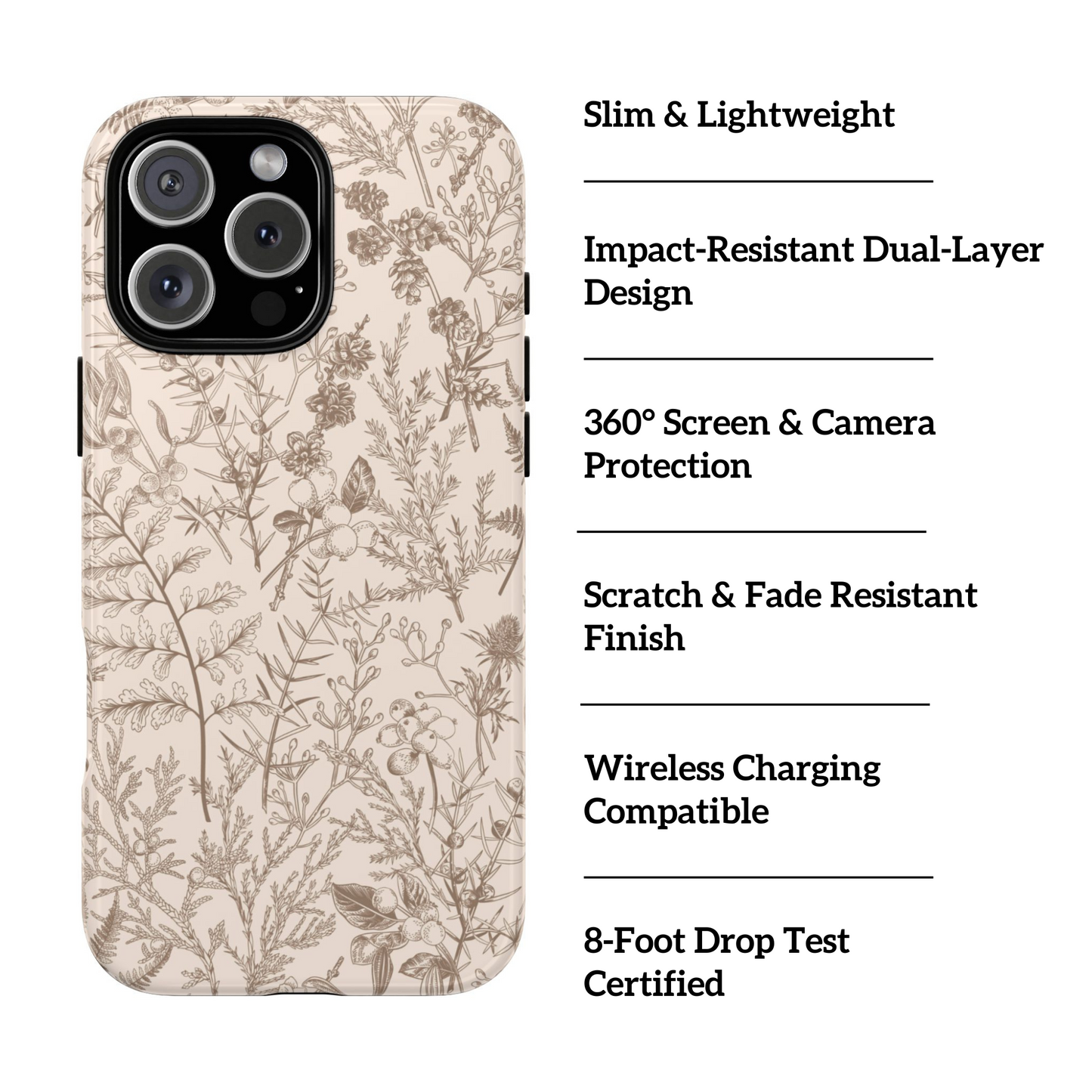 Coque iPhone Beige Botanical | Floral