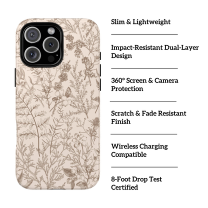 Coque iPhone Beige Botanical | Floral