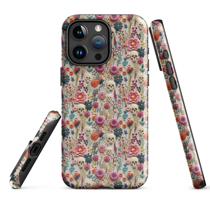 Skulls & Flowers | Embroidery Effect Case