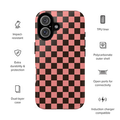 Checked Out | Pink & Brown Checkerboard Case