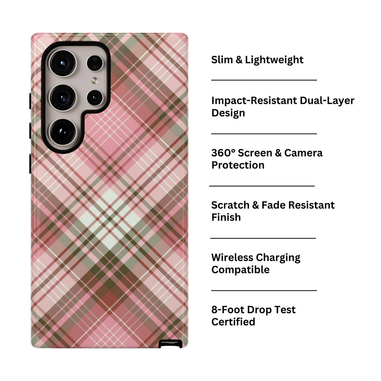 Posh | Preppy Pink Plaid Galaxy Case