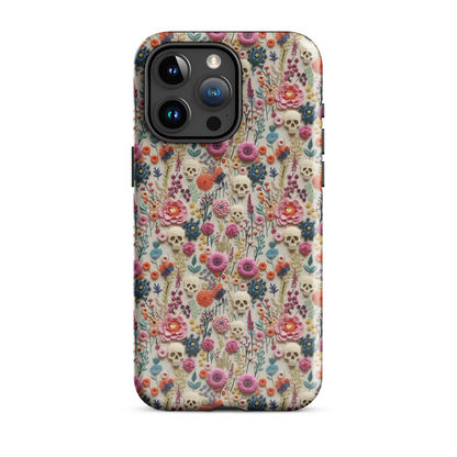 Skulls & Flowers | Embroidery Effect Case