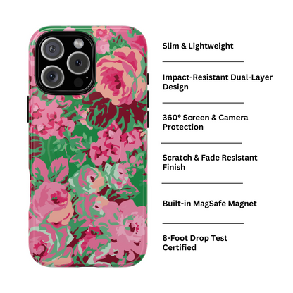 Everything's Rosy | Green & Pink Floral MagSafe Case