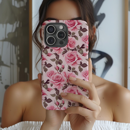 Funda para iPhone con diseño de rosas románticas y flores rosas