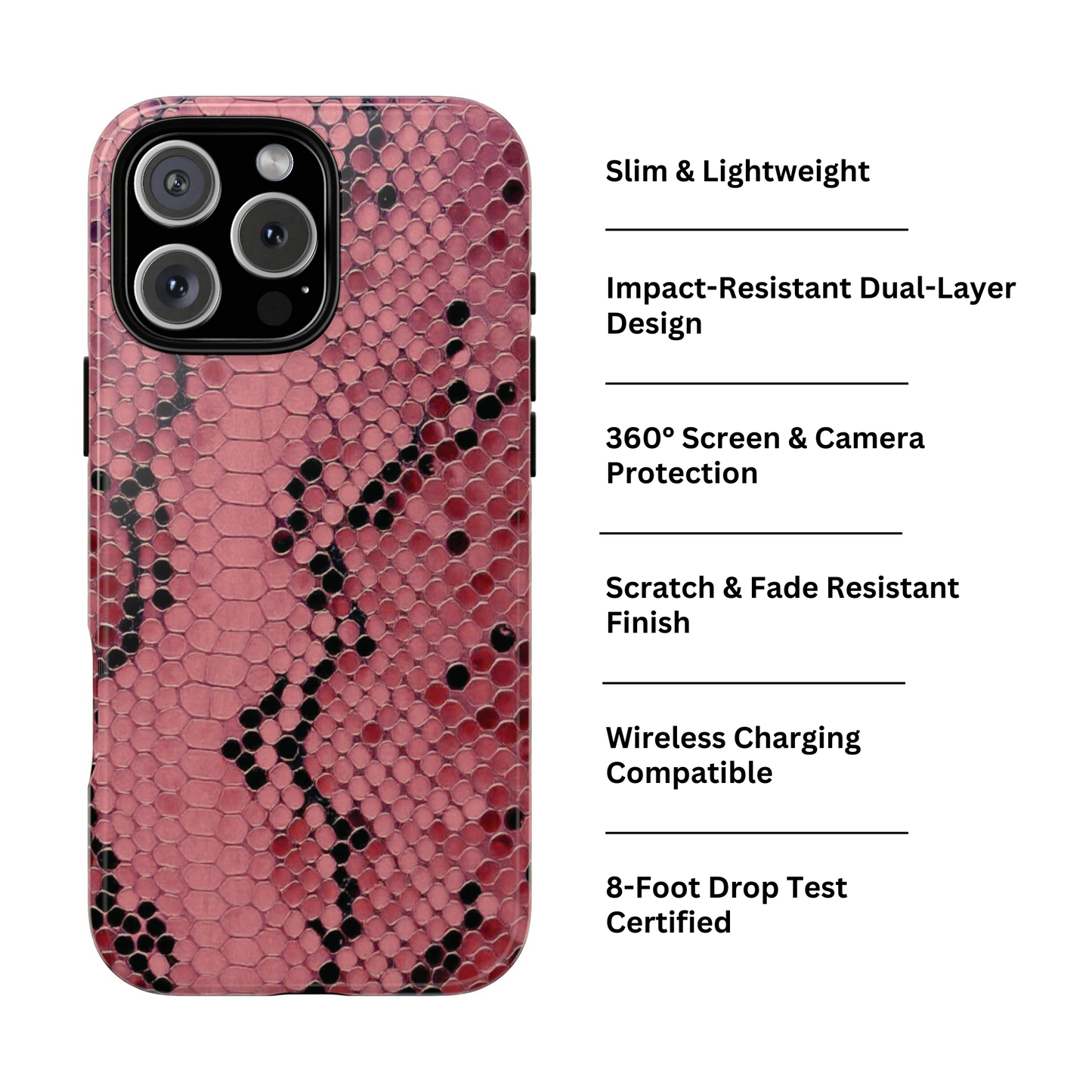 Python rose | Coque iPhone à imprimé serpent