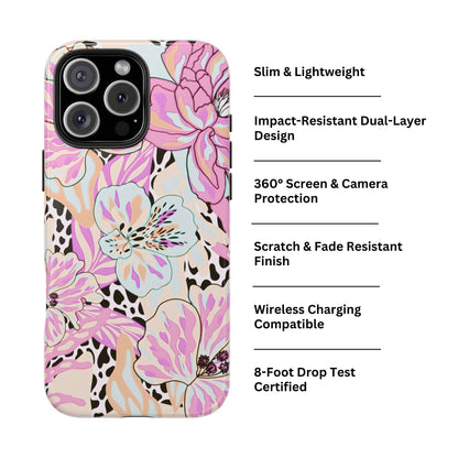 Leopard Lilies | Pastel Floral iPhone Case