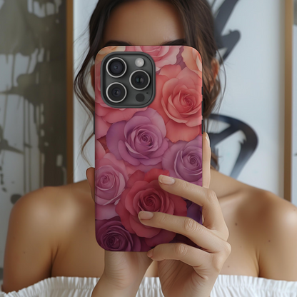 Coque iPhone à motif floral | Roses dégradées