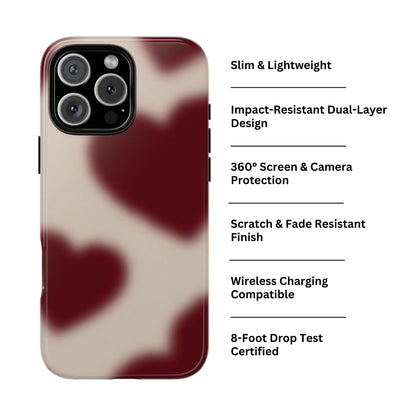 Funda para iPhone con corazones con enfoque suave y deseos del corazón