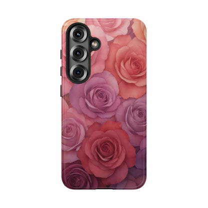 Coque Galaxy à motifs floraux | Roses dégradées