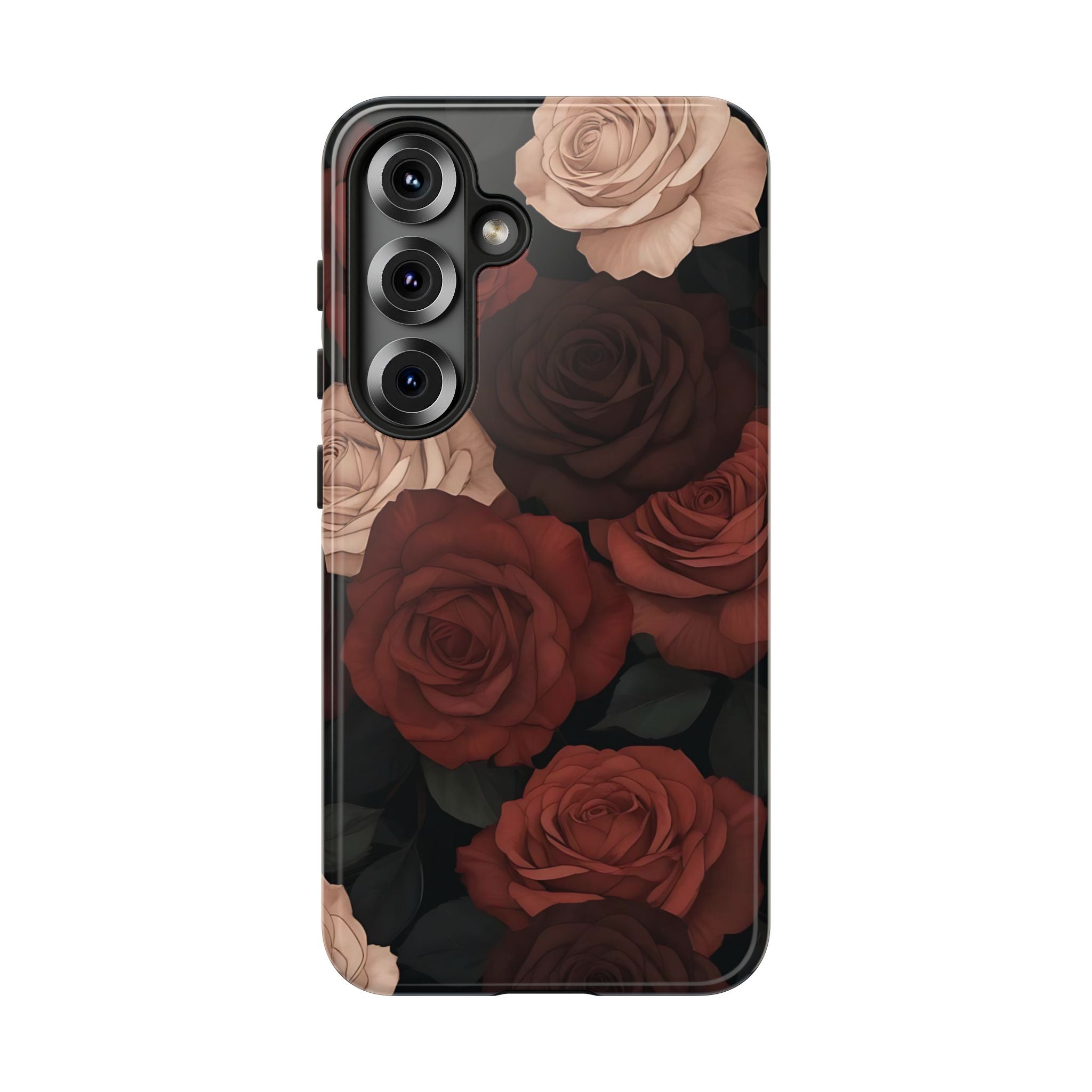 Funda Galaxy con diseño floral en color marrón y rosas